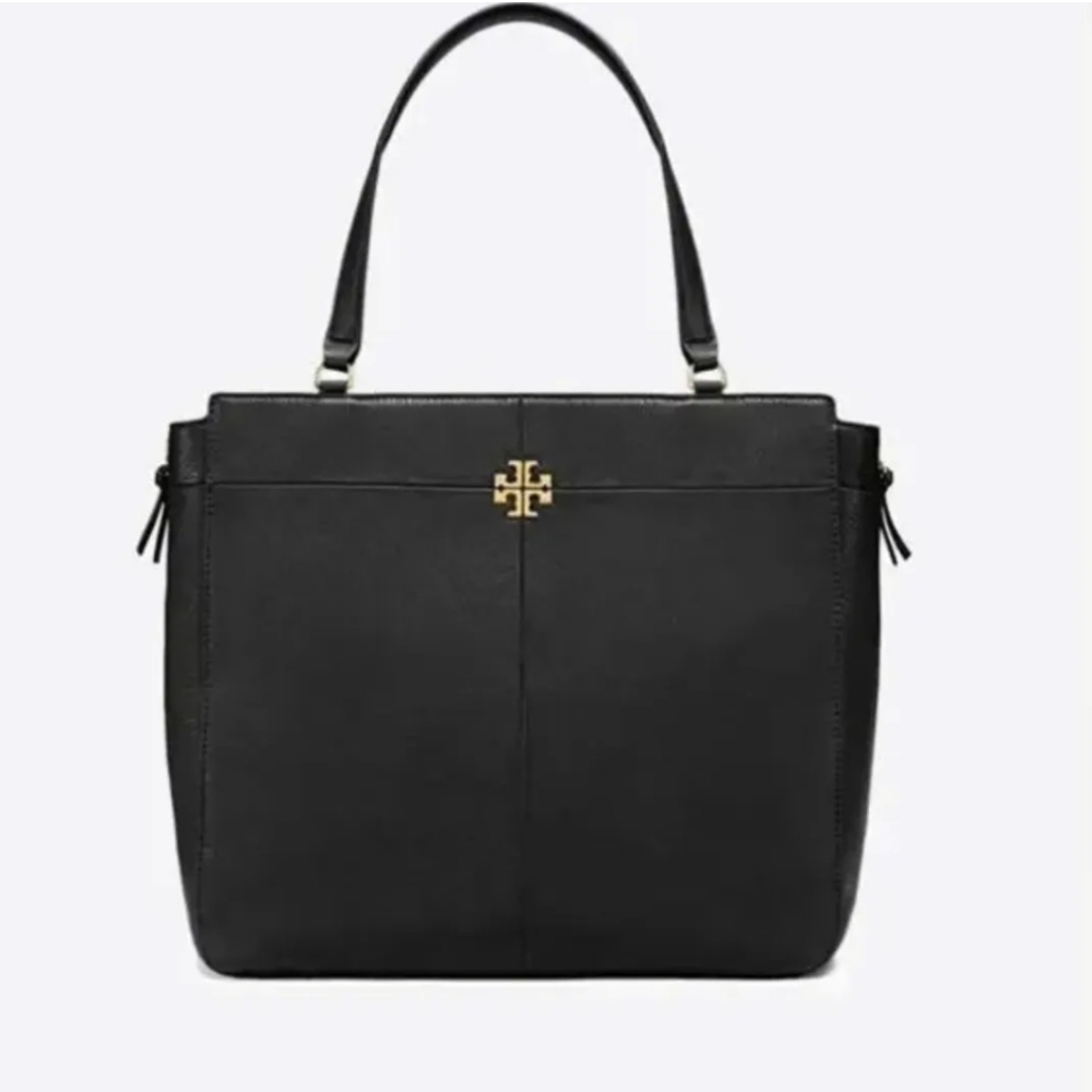 Tory Burch Ivy Side Zip Pebbled Leather Tote Purse